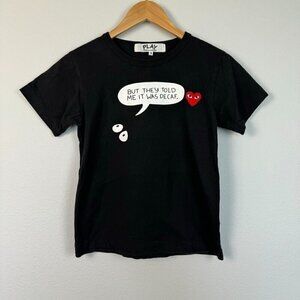 Comme des Garçons PLAY Adult T-Shirt But They Told Me It Was Decaf‎ Black Small